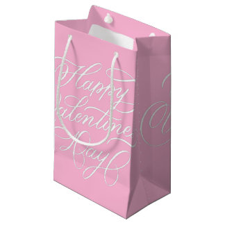 Bolsa De Regalo Pequeña Happy Valentines Day Calligraphy Pink