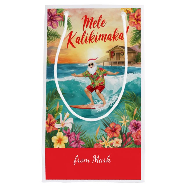 Bolsa De Regalo Pequeña Hawaii Santa Claus Christmas in Hawaii (Anverso)