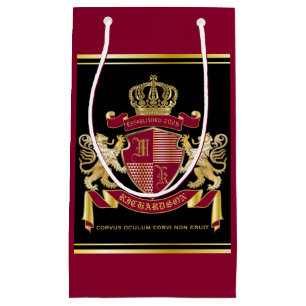 Bolsa De Regalo Pequeña Haz tu propio escudo de armas rojo León de Oro