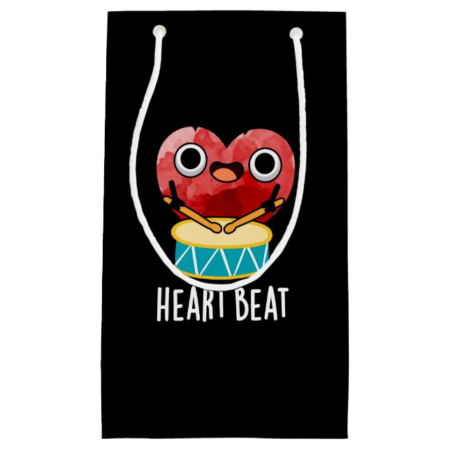 Bolsa De Regalo Pequeña Heart Beat Funny Heart Drummer Pun Dark BG (Anverso)