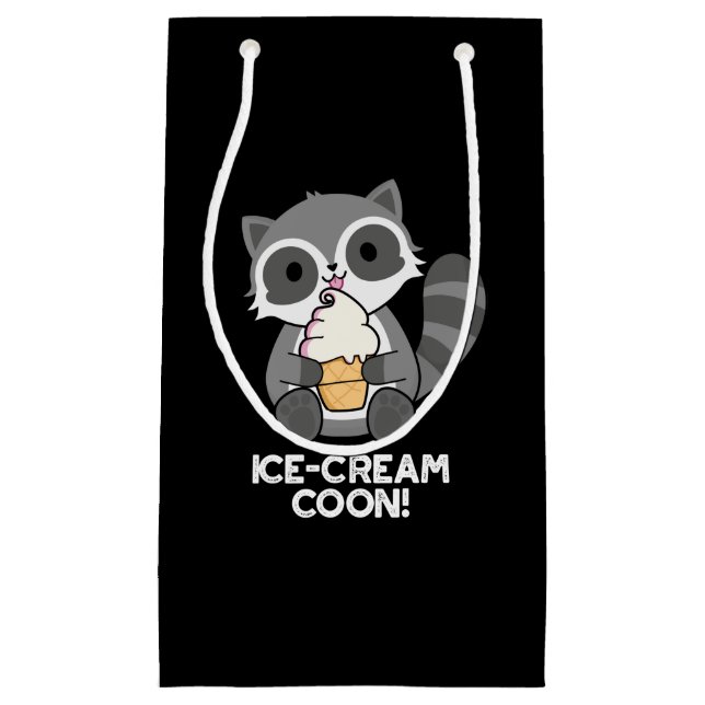 Bolsa De Regalo Pequeña Helado Crema Coon Gracioso Animal Racoon Pun Dark  (Anverso)