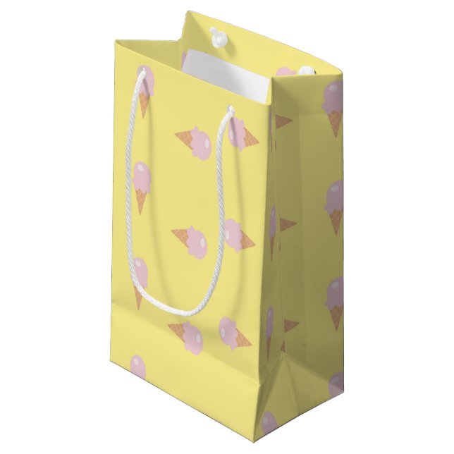 Bolsa De Regalo Pequeña Helado rosa en amarillo (Angulo Anverso)