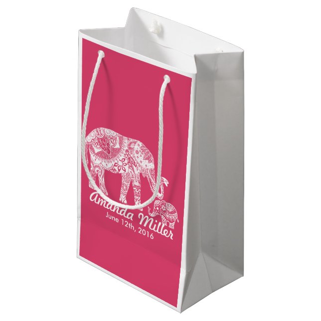 Bolsa De Regalo Pequeña Henna Elephant Baby Shower - Inspiración india (Angulo Anverso)