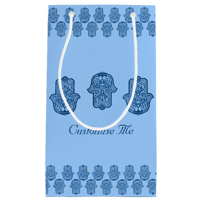 Bolsa De Regalo Pequeña Henna Hand de Hamsa (Azul) (Anverso)