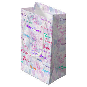 Bolsa De Regalo Pequeña Hermosa Especial Hermana Floral Rosa 