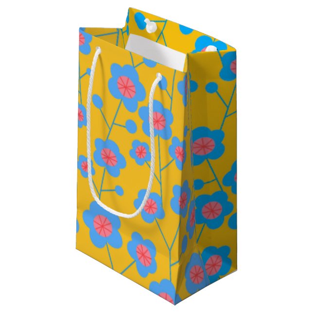 Bolsa De Regalo Pequeña Hermosa floral azul (Angulo Anverso)