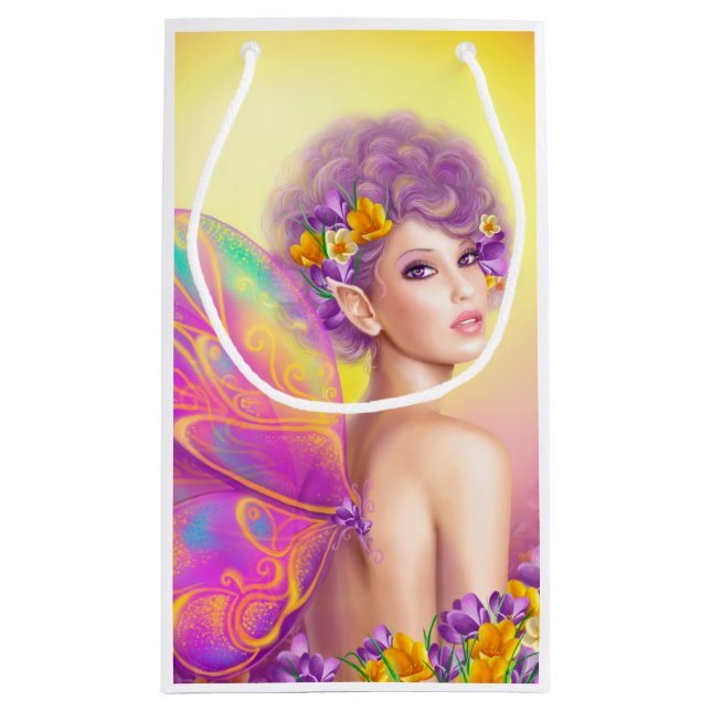 Bolsa De Regalo Pequeña Hermosa mariposa de hadas chicas (Reverso)