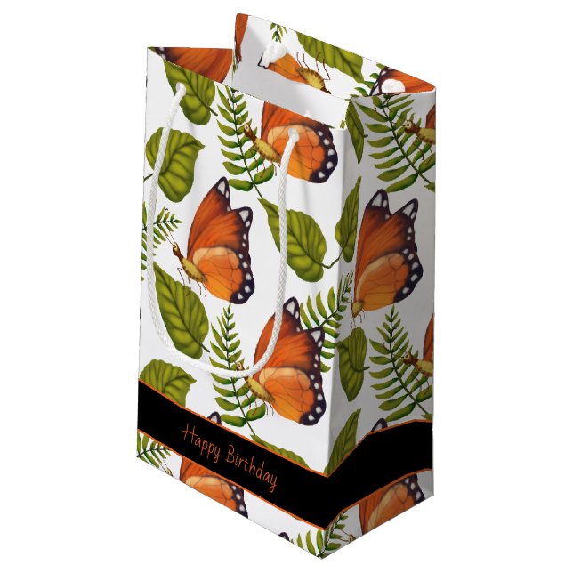 Bolsa De Regalo Pequeña Hermosas mariposas | Texto editable (Angulo reverso)