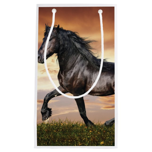 Bolsa De Regalo Pequeña Hermoso caballo negro (Anverso)
