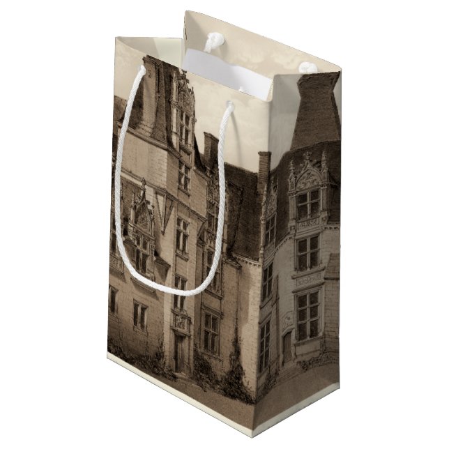Bolsa De Regalo Pequeña Hermoso castillo francés en tonos sepia (Angulo reverso)