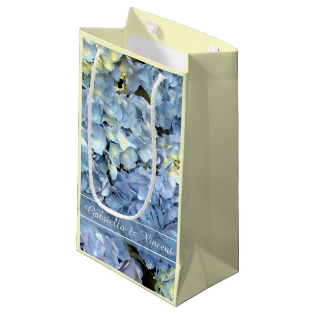 Bolsa De Regalo Pequeña Hidrangea Azul Boda floral (Angulo Anverso)