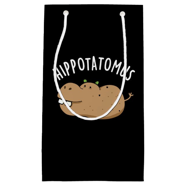 Bolsa De Regalo Pequeña Hip-potato-mus Funny Hippo Pun Dark BG (Anverso)