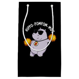 Bolsa De Regalo Pequeña Hippo-pompom-mus Gracioso Animal Hippo Pun Dark BG