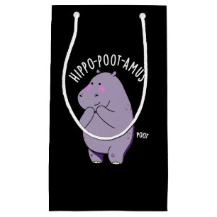 Bolsa De Regalo Pequeña Hippo-poot-amus Funny Farting Hippo Pun Dark BG