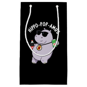 Bolsa De Regalo Pequeña Hippo-pop-amus Funny Hippo Soda Pop Pun Dark BG