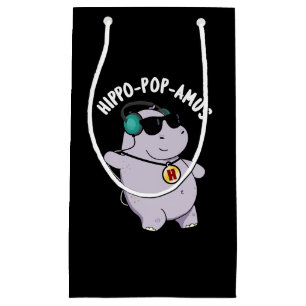 Bolsa De Regalo Pequeña Hippo-pop-amus Graciosa música pop Hippo Pun Dark