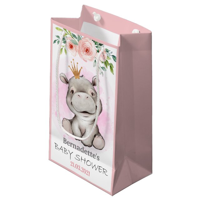 Bolsa De Regalo Pequeña Hippo Princess Wild Safari Baby Shower (Angulo Anverso)