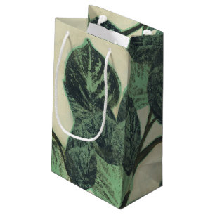 Bolsa De Regalo Pequeña Hojas y ramas en fondo crema