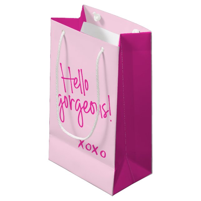Bolsa De Regalo Pequeña ¡Hola, Maravilloso! XOXO de manos rosadas (Angulo Anverso)