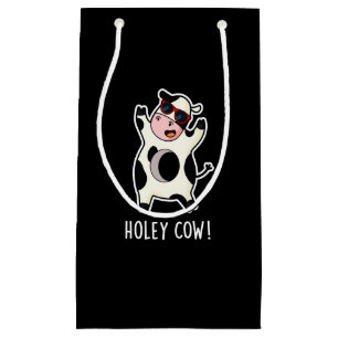 Bolsa De Regalo Pequeña Holey Cow Funny Animal Pun Dark BG