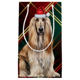 Bolsa De Regalo Pequeña Holiday Afghan Hound Dog Holiday Plaid Christmas