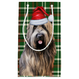 Bolsa De Regalo Pequeña Holiday Briard Shepherd Dog Green Plaid Navidades