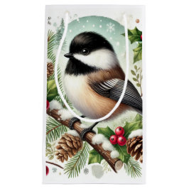 Bolsa De Regalo Pequeña Holiday Chickadee