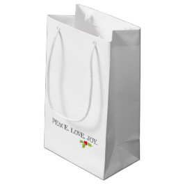 Bolsa De Regalo Pequeña Holiday Peace Love Joy Navidades Holly Textos