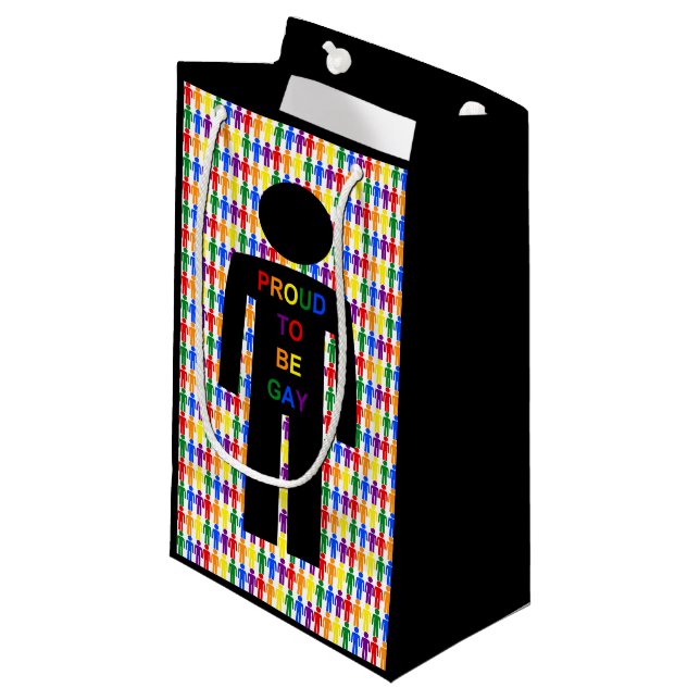 Bolsa De Regalo Pequeña Hombre gay LGBTQ Silhouette y hombres arcoiris (Angulo Anverso)