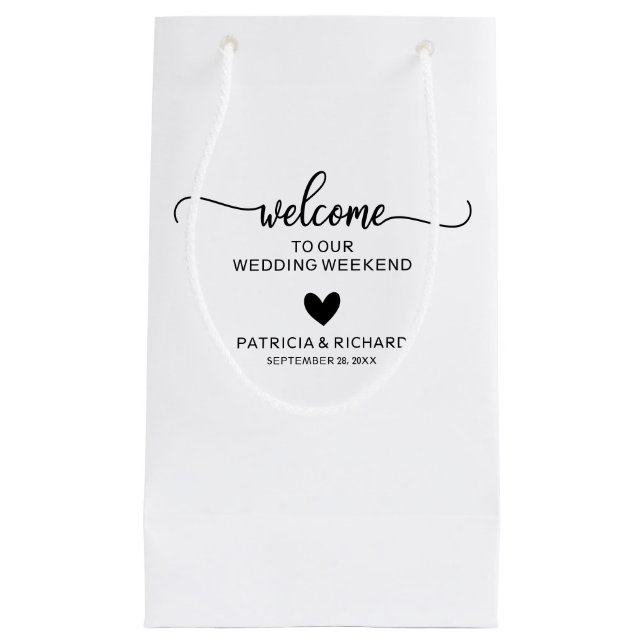 Bolsa De Regalo Pequeña Hotel de bienvenida para Bodas de Corazón (Anverso)