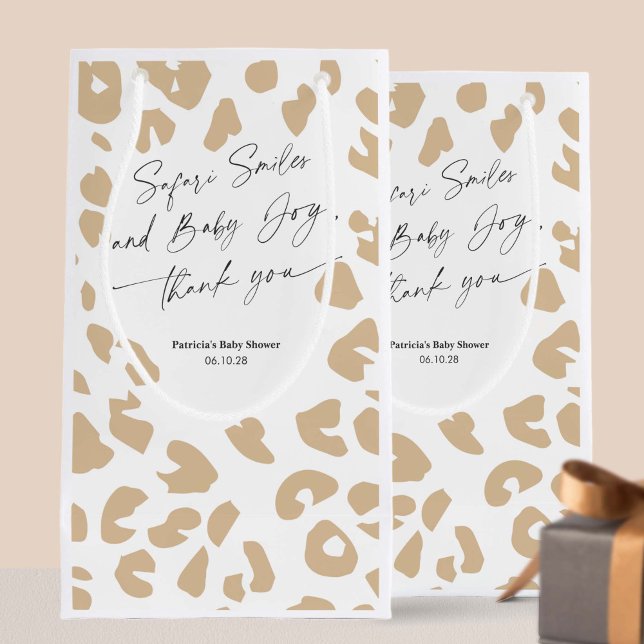 Bolsa De Regalo Pequeña Huella animal Safari Mochila moderna Baby Shower G (Animal Print, Gender Neutral Baby Shower Favor Goodie Bag.)