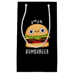 Bolsa De Regalo Pequeña Humburger Funny Humming Burger Pun Dark BG