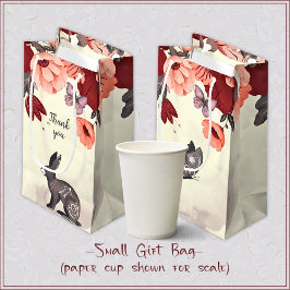 Bolsa De Regalo Pequeña Hygge Folk Art Rabbit Butterfly Floral Cumpleaños