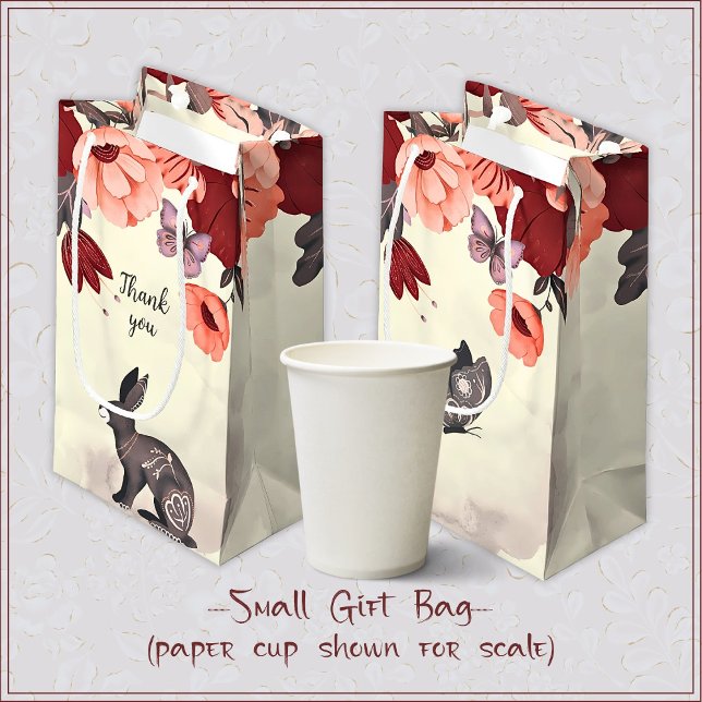 Bolsa De Regalo Pequeña Hygge Folk Art Rabbit Butterfly Floral Cumpleaños (Subido por el creador)