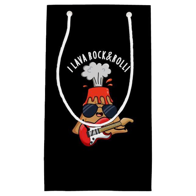 Bolsa De Regalo Pequeña I Rock Lava Y Rollo Gracioso Volcán Pun Dark BG (Anverso)