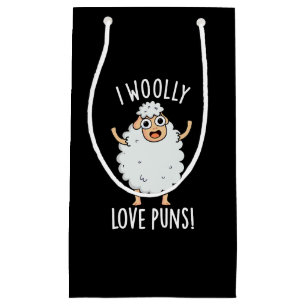 Bolsa De Regalo Pequeña I Woolly Love Puns Funny Sheep Pun Dark BG