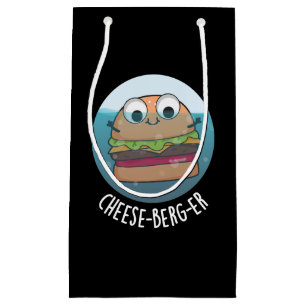 Bolsa De Regalo Pequeña Ice-berg-er Funny Cheeseburger Pun Dark BG
