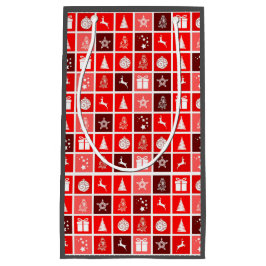 Bolsa De Regalo Pequeña Icono de Navidad Cuadrados Rojos Arte Festivo Clás