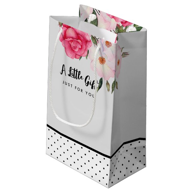 Bolsa De Regalo Pequeña Ilustracion acuático rosa Roses Polka Dot (Angulo reverso)