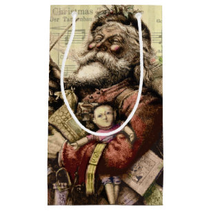 Bolsa De Regalo Pequeña Ilustracion clásico Merry Santa Claus Tree