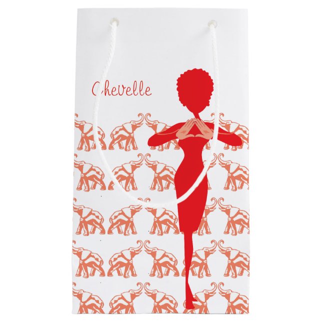 Bolsa De Regalo Pequeña Ilustracion femenino del elefante rojo (Anverso)