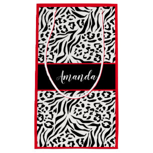 Bolsa De Regalo Pequeña Impresión animal, leopardo, tigre, negro, blanco, 