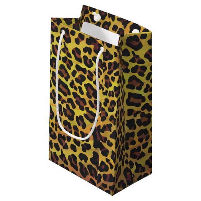 Bolsa De Regalo Pequeña Impresión de leopardo marrón y amarillo (Angulo Anverso)