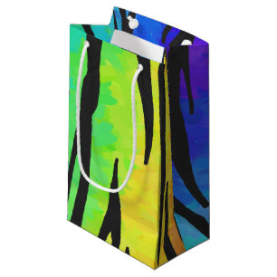 Bolsa De Regalo Pequeña Impresión de tigre negro y arcoiris