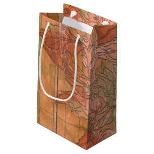 Bolsa De Regalo Pequeña Impresión floral anaranjada moderna en fondo
