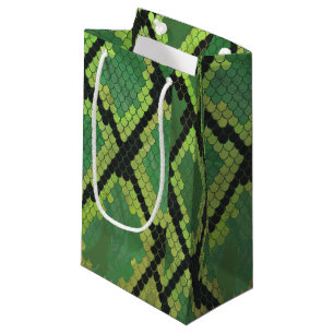 Bolsa De Regalo Pequeña Impresión negra y verde de la serpiente
