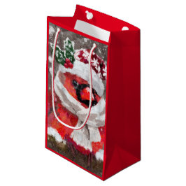 Bolsa De Regalo Pequeña Impresionante cardenal de pájaro y Gorra en nieve