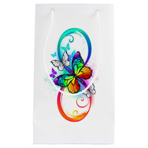Bolsa De Regalo Pequeña Infinidad brillante con la mariposa arcoiris