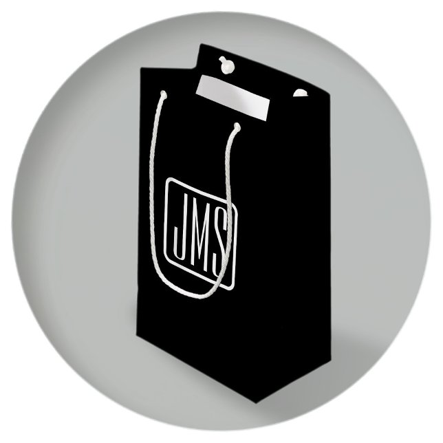 Bolsa De Regalo Pequeña Iniciales Modernas Monogramadas | Blanco y Negro (Subido por el creador)