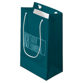 Bolsa De Regalo Pequeña Iniciales y nombre modernos | Verde oscuro y azul 